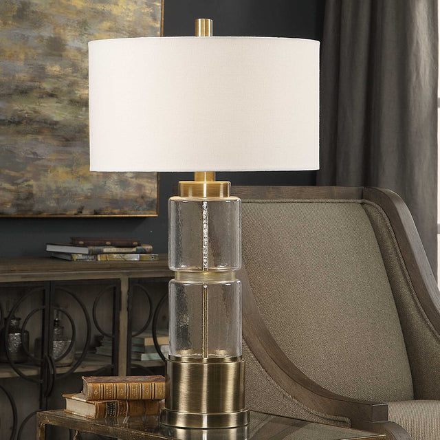Vaiga Brass Glass Column Lamp - Ornate Home