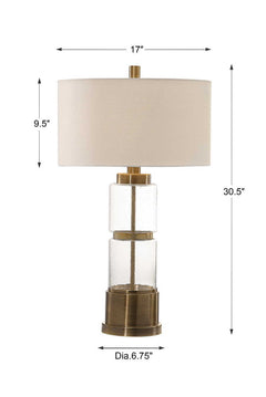 Vaiga Brass Glass Column Lamp - Ornate Home