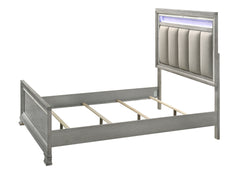 Vail Gray LED Upholstered Panel Bedroom Set - Ornate Home