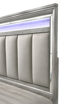 Vail Gray LED Upholstered Panel Bedroom Set - Ornate Home