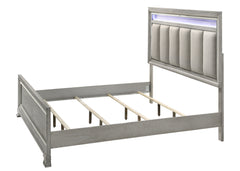 Vail Gray LED Upholstered Panel Bedroom Set - Ornate Home