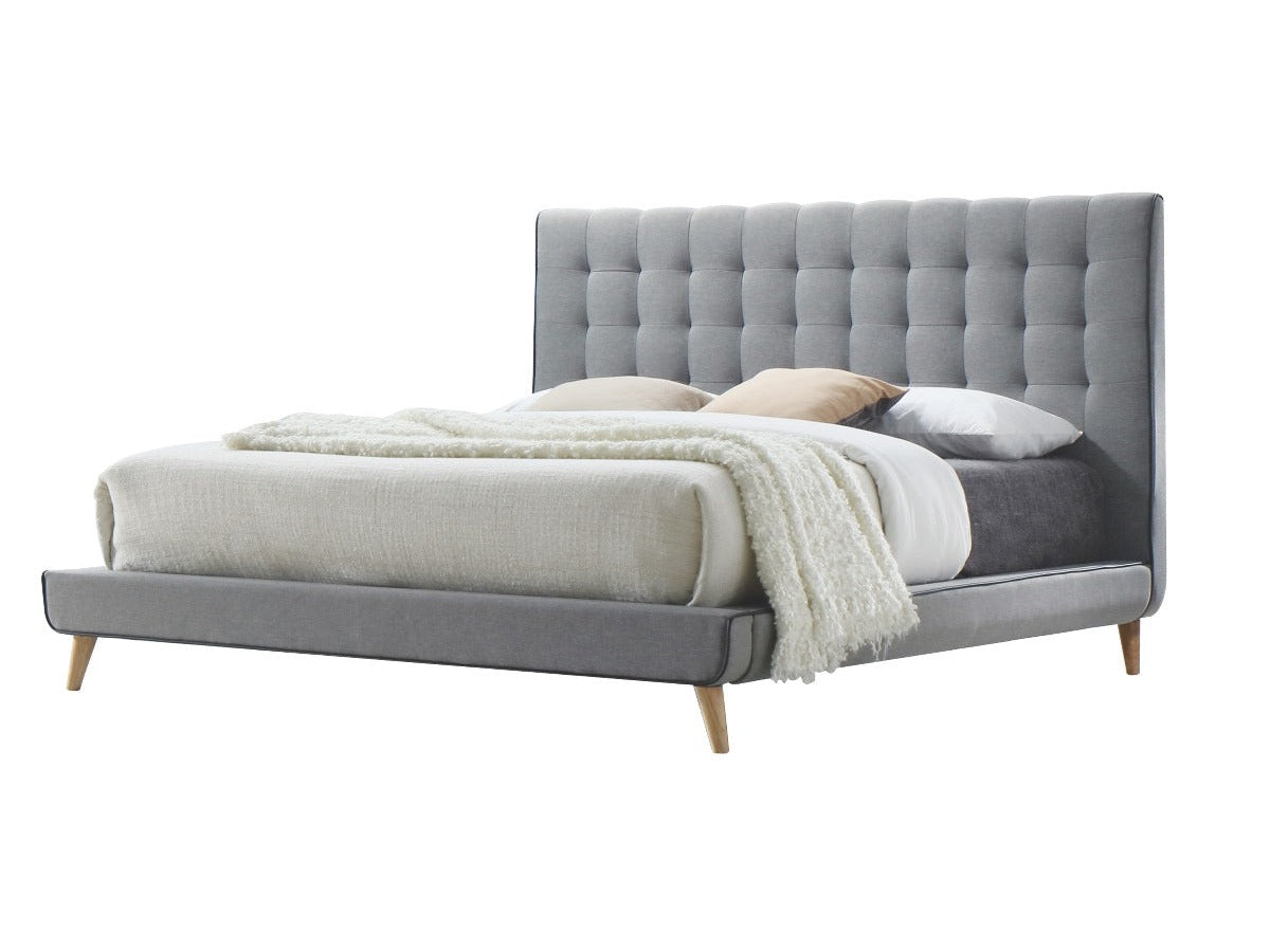 Valda King Upholstered Bed in Gray - Ornate Home
