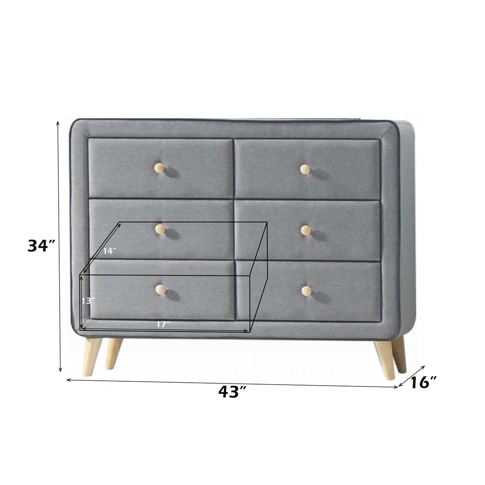Valda Light Gray Fabric Dresser - Ornate Home