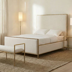 Valda Matte Gold Queen Bed - Ornate Home