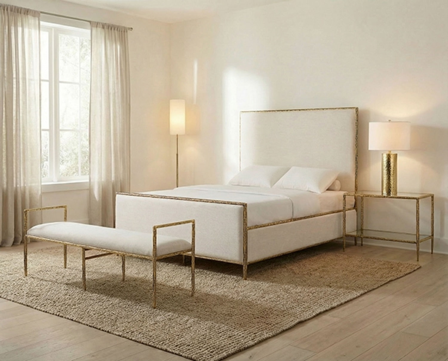 Valda Matte Gold Queen Bed - Ornate Home