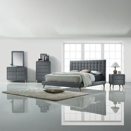 Valda Queen Upholstered Bed in Gray - Ornate Home
