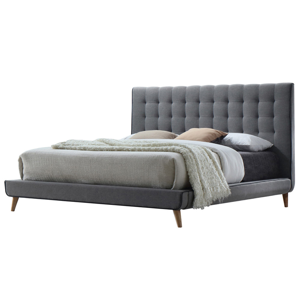 Valda Queen Upholstered Bed in Gray - Ornate Home