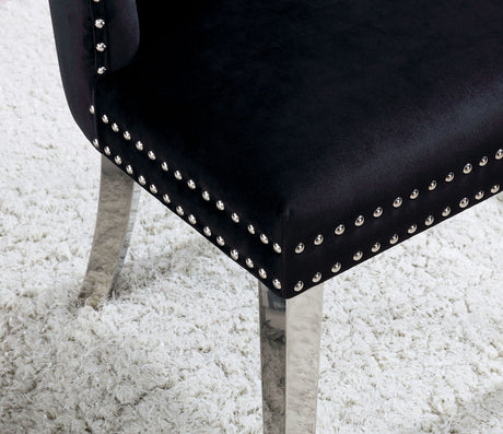 Valdevers Chrome & Black 7pc Dining Room Set - Ornate Home