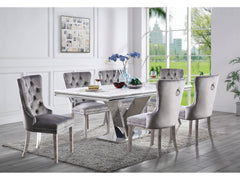 Valdevers Chrome & Gray 7pc Dining Room Set - Ornate Home