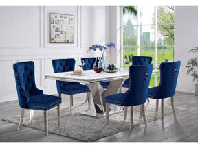 Valdevers Chrome/Navy 5 Pc. Dining Table Set - Ornate Home