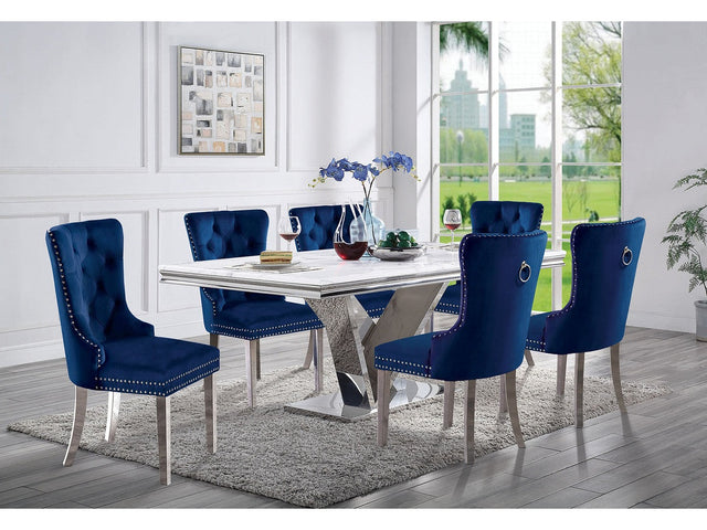 Valdevers Chrome/Navy 5 Pc. Dining Table Set - Ornate Home