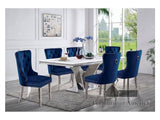Valdevers Chrome & Navy 7pc Dining Room Set - Ornate Home