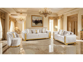 Valdosta Beige/Gold Sofa & Loveseat - Ornate Home