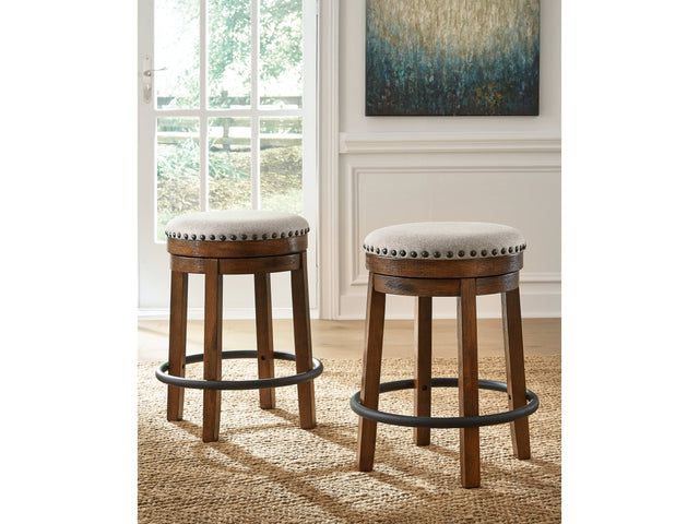 Valebeck Beige/Brown Counter Height Barstool (Set of 2) (Online Special Price) - Ornate Home