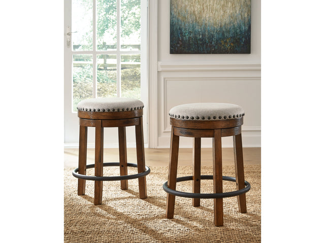Valebeck Beige/Brown Counter Height Barstool (Set of 2) - Ornate Home