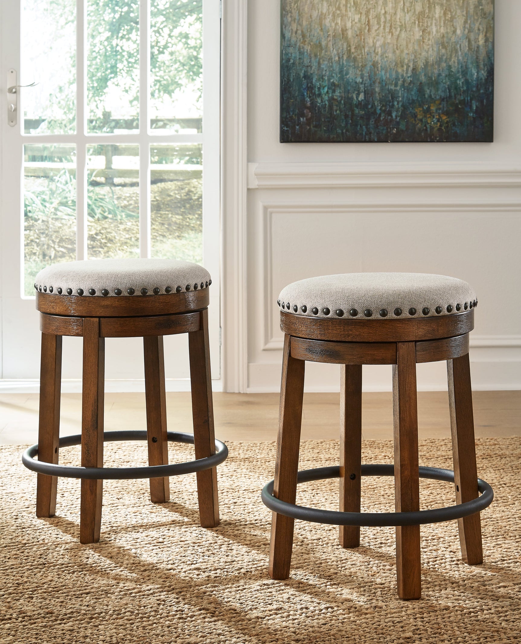 Valebeck Beige/Brown Counter Height Stool - Ornate Home