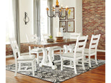 Valebeck Beige/White Dining Table and 6 Chairs - Ornate Home