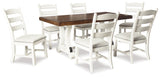 Valebeck Beige/White Dining Table and 6 Chairs - Ornate Home