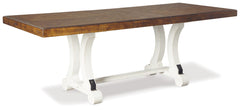 Valebeck Beige/White Dining Table and 6 Chairs - Ornate Home