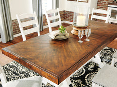 Valebeck Beige/White Dining Table and 6 Chairs - Ornate Home