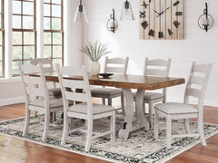 Valebeck Beige/White Dining Table and 8 Chairs - Ornate Home
