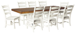 Valebeck Beige/White Dining Table and 8 Chairs - Ornate Home