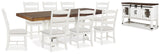 Valebeck Beige/White Dining Table and 8 Chairs with Server - Ornate Home