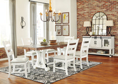 Valebeck Beige/White Dining Table and 8 Chairs with Server - Ornate Home