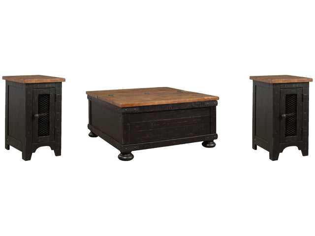 Valebeck Black/Brown Coffee Table and 2 Chairside End Tables - Ornate Home