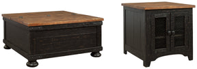 Valebeck Black/Brown Coffee Table and End Table - Ornate Home