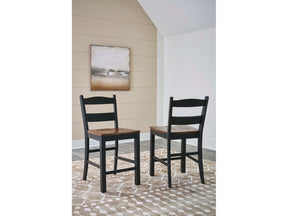 Valebeck Black & Brown Counter Height Bar Chair (Set of 2) (Online Special Price) - Ornate Home