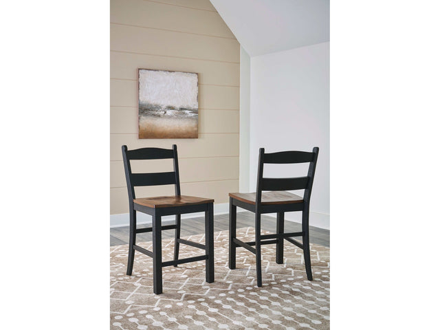 Valebeck Black & Brown Counter Height Bar Chair (Set of 2) (Online Special Price) - Ornate Home