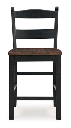 Valebeck Black & Brown Counter Height Bar Chair (Set of 2) - Ornate Home