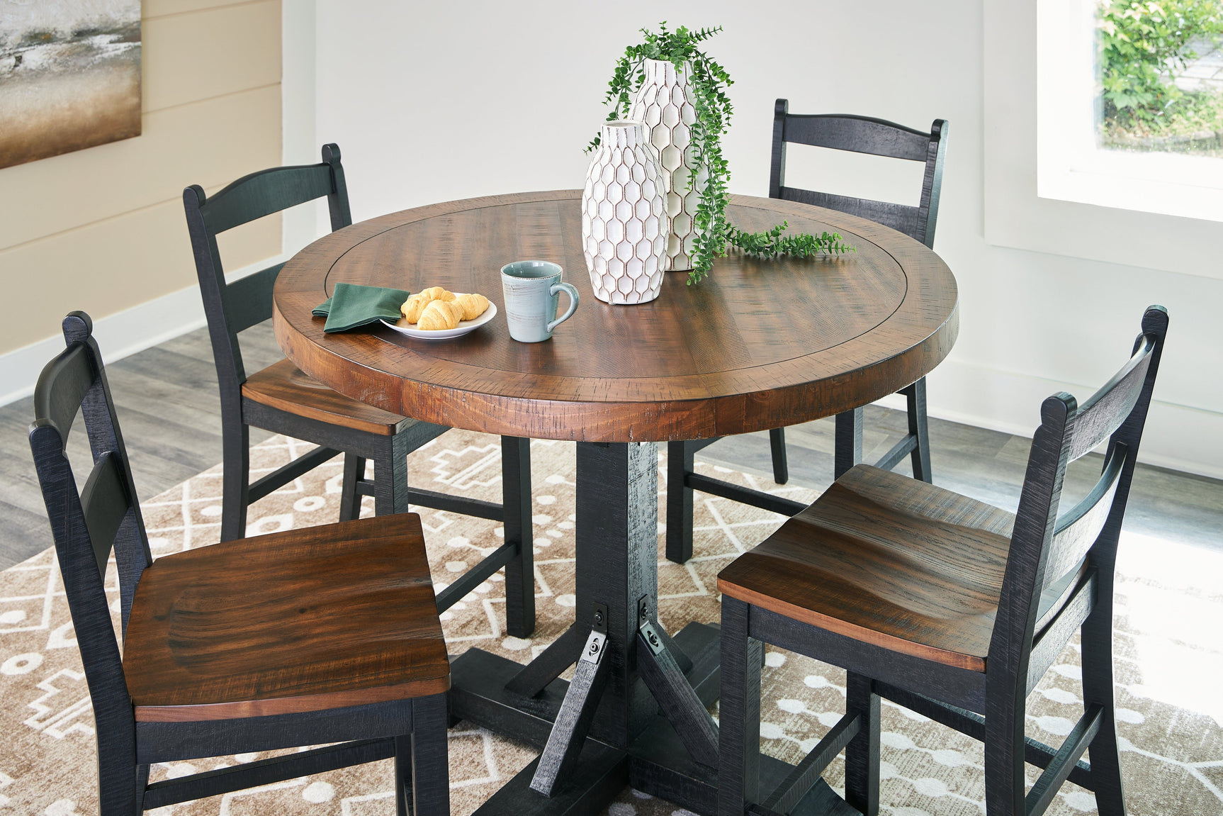 Valebeck Black/Brown Counter Height Dining Table and 4 Barstools (Online Special Price) - Ornate Home