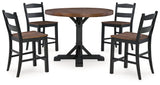 Valebeck Black/Brown Counter Height Dining Table and 4 Barstools (Online Special Price) - Ornate Home