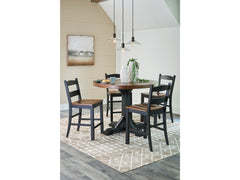 Valebeck Black/Brown Counter Height Dining Table and 4 Barstools - Ornate Home