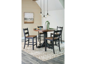 Valebeck Black/Brown Counter Height Dining Table and 4 Barstools - Ornate Home