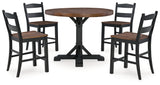 Valebeck Black/Brown Counter Height Dining Table and 4 Barstools - Ornate Home
