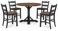 Valebeck Black/Brown Counter Height Dining Table and 4 Barstools - Ornate Home