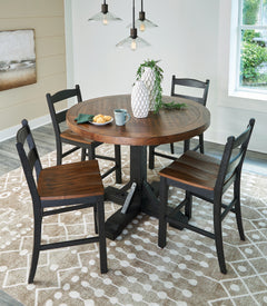 Valebeck Black/Brown Counter Height Dining Table and 4 Barstools - Ornate Home