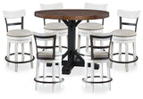 Valebeck Black/Brown Counter Height Dining Table and 6 Barstools (Online Special Price) - Ornate Home