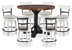 Valebeck Black/Brown Counter Height Dining Table and 6 Barstools (Online Special Price) - Ornate Home