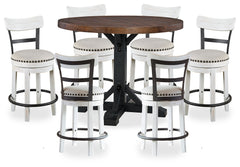 Valebeck Black/Brown Counter Height Dining Table and 6 Barstools - Ornate Home