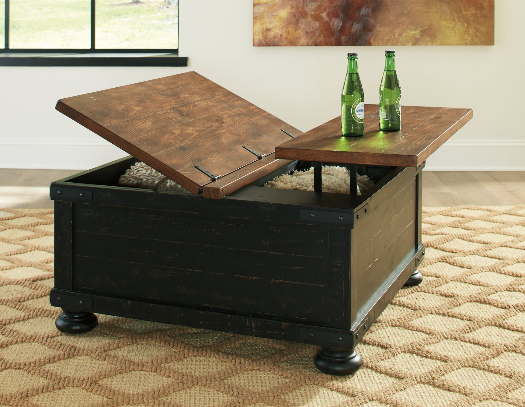 Valebeck Black & Brown Lift Top Coffee Table (Online Special Price) - Ornate Home