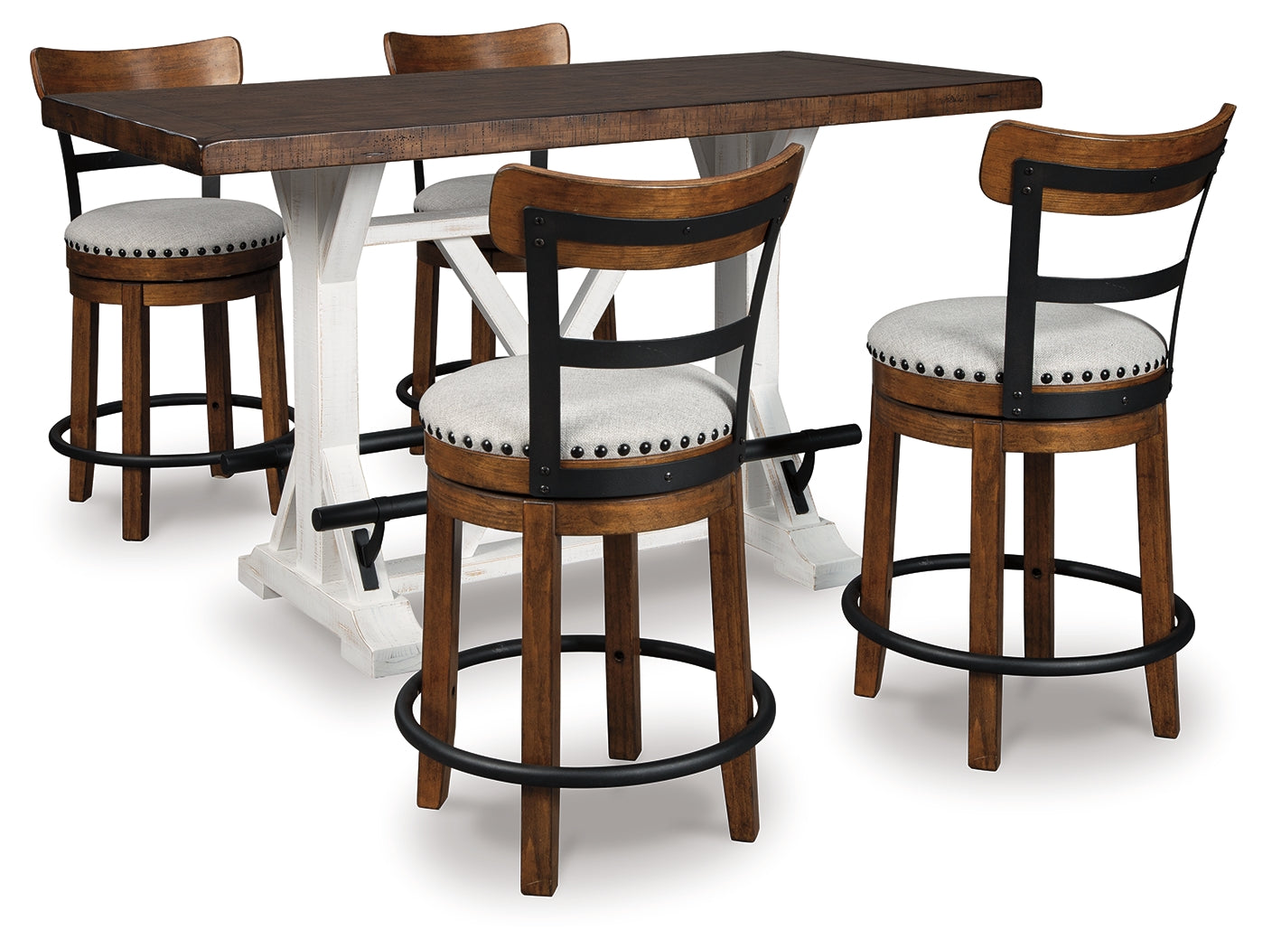 Valebeck Brown Counter Height Dining Table and 4 Barstools - Ornate Home
