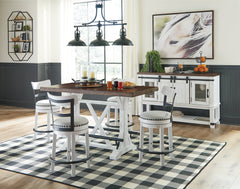 Valebeck Multi Counter Height Dining Table, 4 Barstools and Server - Ornate Home