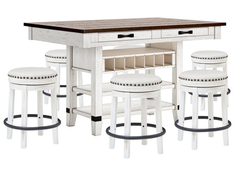 Valebeck Multi Counter Height Dining Table and 6 Barstools - Ornate Home