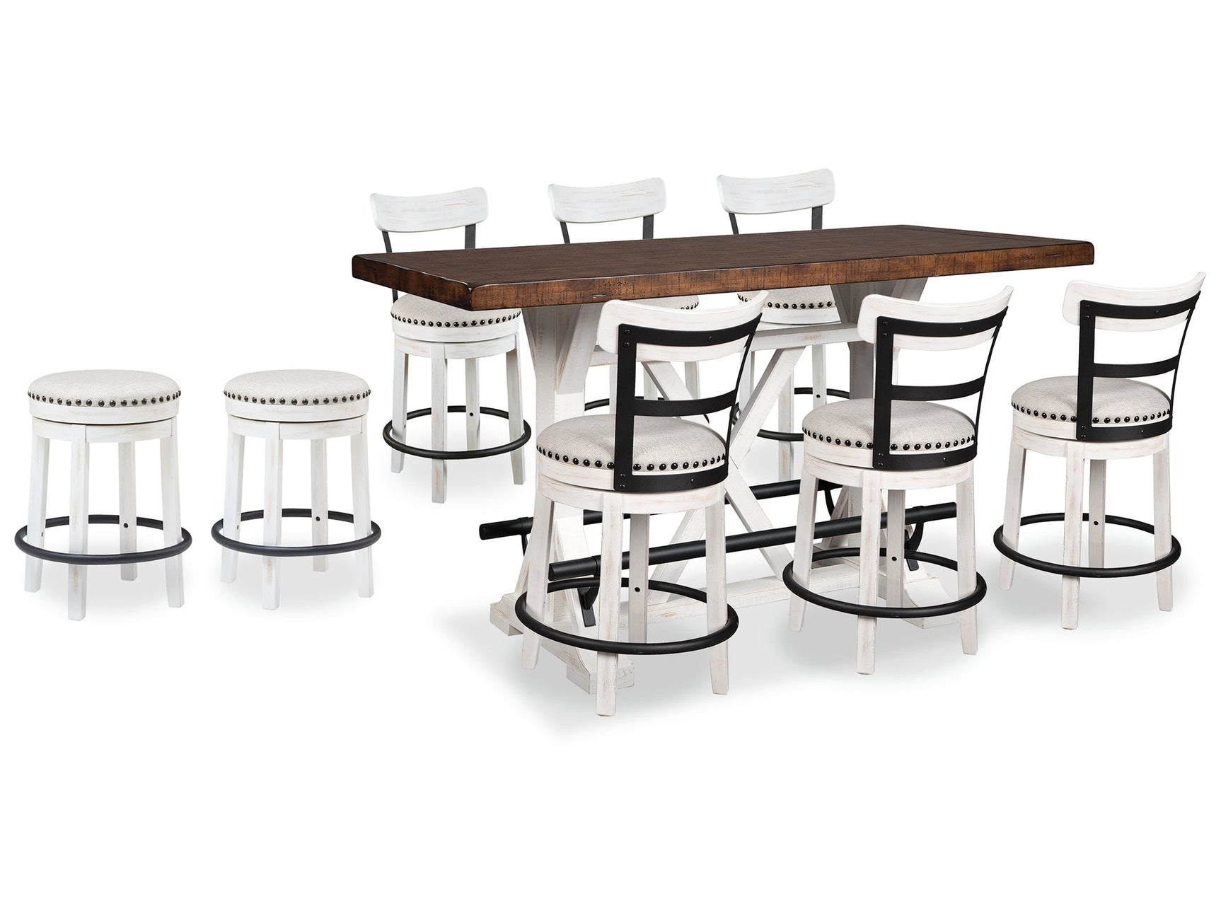 Valebeck Multi Counter Height Dining Table and 8 Barstools - Ornate Home