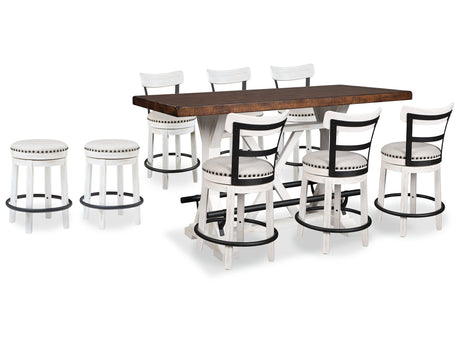 Valebeck Multi Counter Height Dining Table and 8 Barstools - Ornate Home