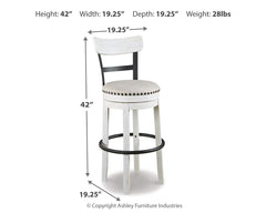 Valebeck White Bar Height Bar Chair - Ornate Home